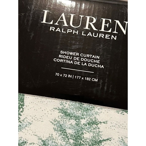 Ralph Lauren Cotton Fabric Shower Curtain Evergreen Trees Green Farmhouse 70x72 - Picture 2 of 6